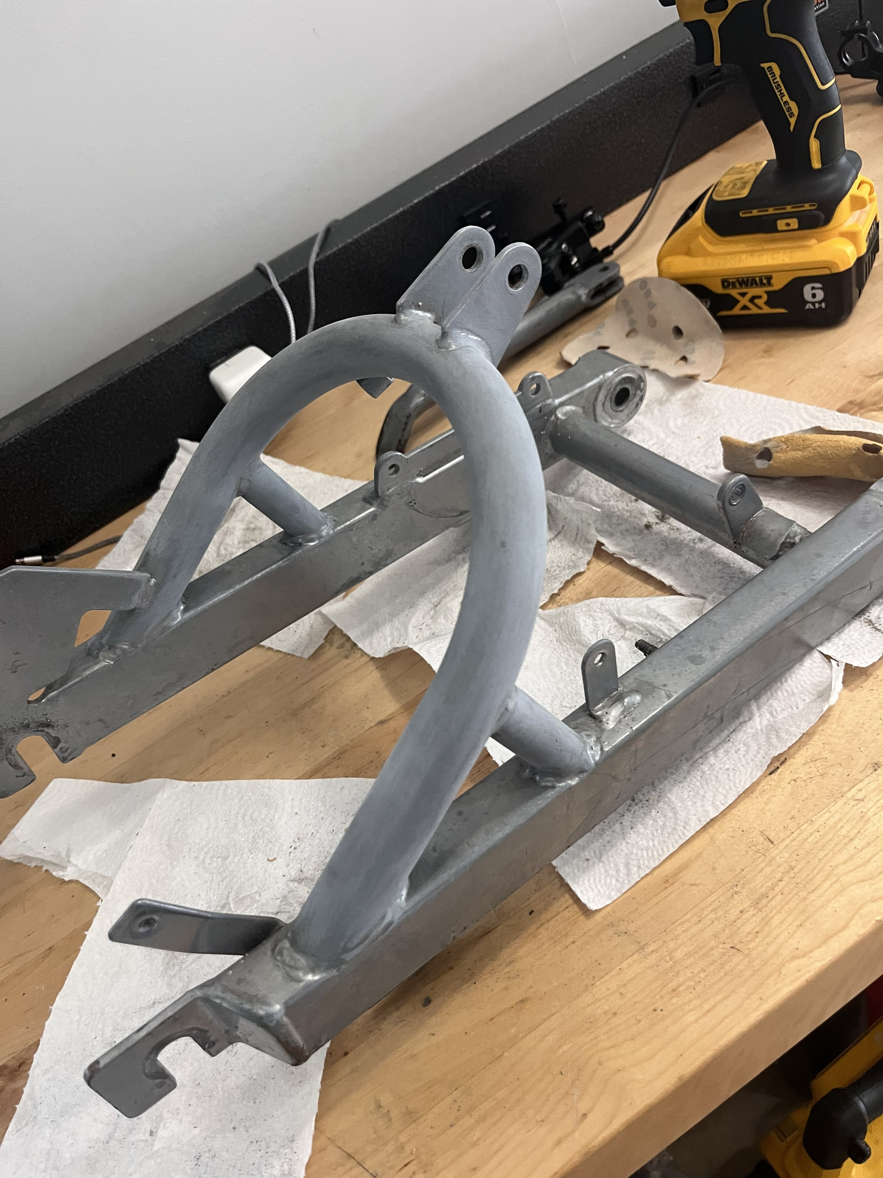 Silver rear fork frame